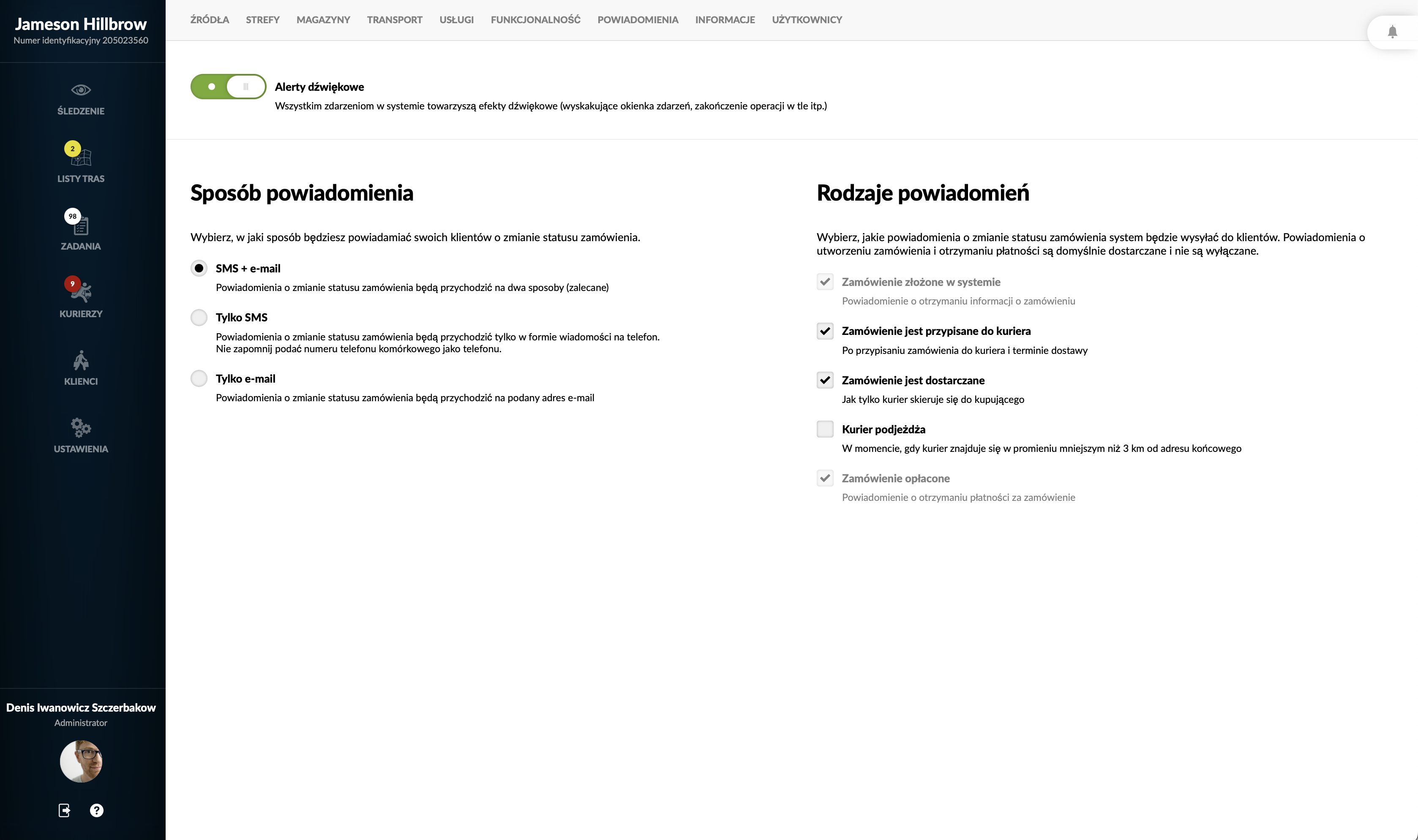 System powiadomień