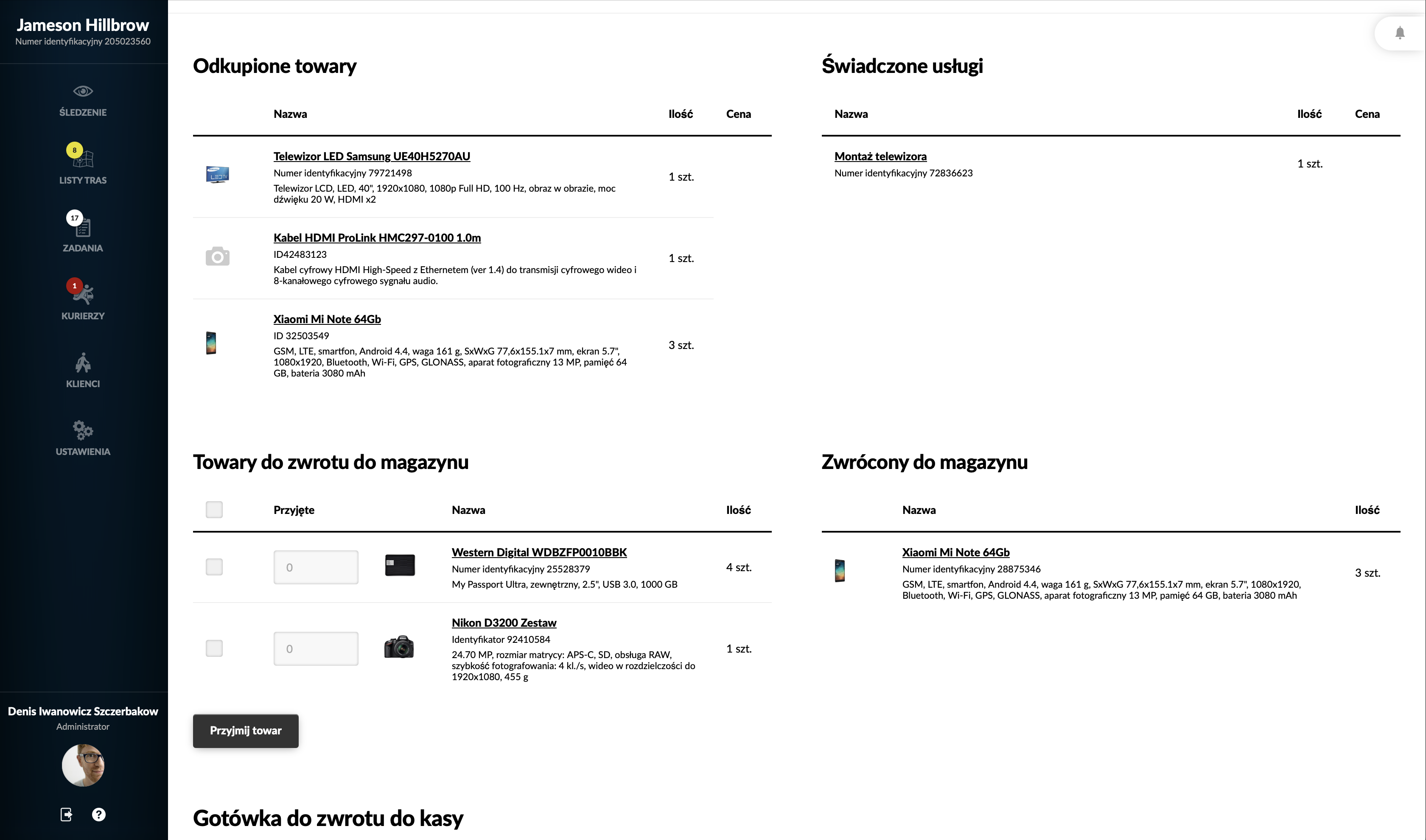 Informacja o pozycjach