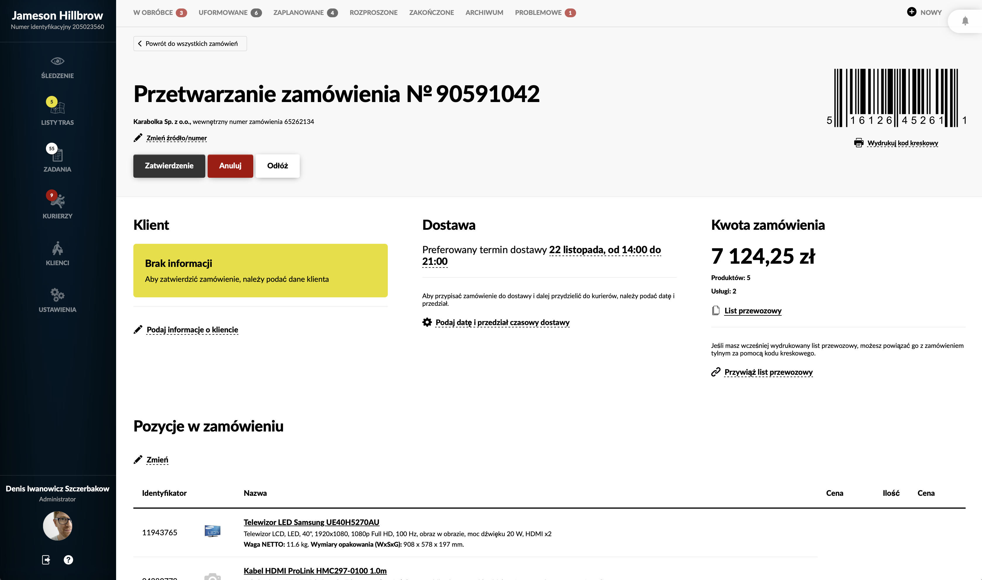 Bieżące zamówienie